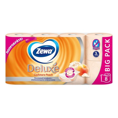 Бумага туалетная Zewa Deluxe Персик 8шт