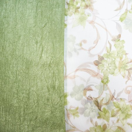 Комплект штор для кухни вуаль/тергалет Витерра Жатка-комби 270хзеленый