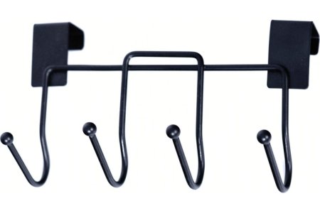 Планка навесная с крючками 4 крючка цельный цвет черный 18см 80 мм 1 шт