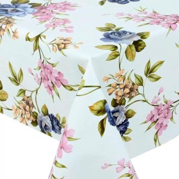 Клеенка ПВХ Jakline Цветы мультиколор/белый фон 1,4х20м