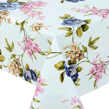 Клеенка ПВХ Jakline Цветы мультиколор/белый фон 1,4х20м