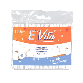 Палочки ватные Evita 100шт в пакете