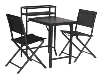 Комплект садовой мебели Nolita стол двухярусный, 2 стула черный