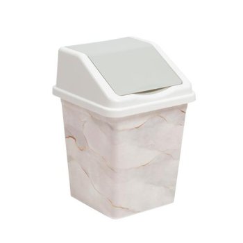 Контейнер для мусора Мрамор пластик 5л цвет белый