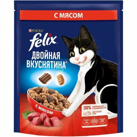 Корм сухой для кошек FELIX Двойная Вкуснятина  мясной 200г