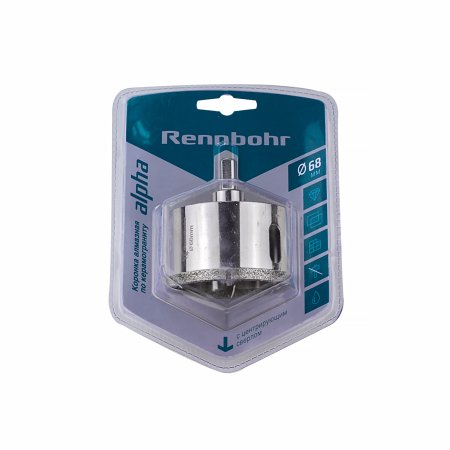 Коронка алмазная RENNBOHR Alpha 68 мм по керамике Коронка алмазная RENNBOHR Alpha 68 мм по керамике