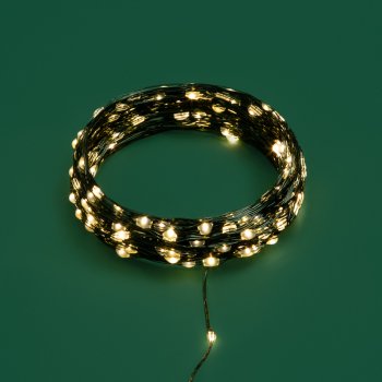 Гирлянда для дома роса с контроллером 20м белый теплый 200 LED ламп зеленый провод