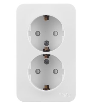 Розетка силовая двойная накладная Schneider Electric Blanca с заземлением, цвет белый, арт. BLNRA010211