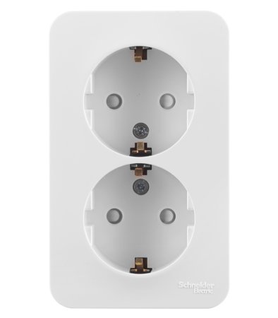 Розетка силовая двойная накладная Schneider Electric Blanca с заземлением, цвет белый, арт. BLNRA010211