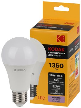 Лампа светодиодная Kodak E27 15Вт 6500К холодный белый груша (А)