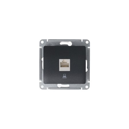 Розетка RJ45 кат.5е одноместная встраиваемая Schneider Electric Glossa цвет антрацит, арт. GSL000781K