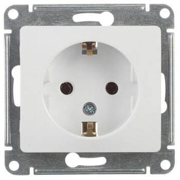 Розетка силовая одноместная встраиваемая Schneider Electric Glossa с заземлением, цвет белый, арт. GSL000143
