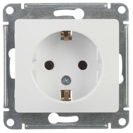 Розетка силовая одноместная встраиваемая Schneider Electric Glossa с заземлением, цвет белый, арт. GSL000143