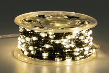 Гирлянда для улицы роса 50м белый теплый 500 LED ламп черный провод
