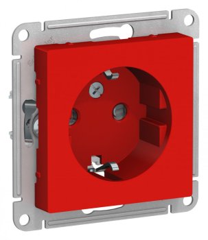Розетка силовая одноместная встраиваемая Schneider Electric AtlasDesign с заземлением, цвет красный, арт. ATN002045