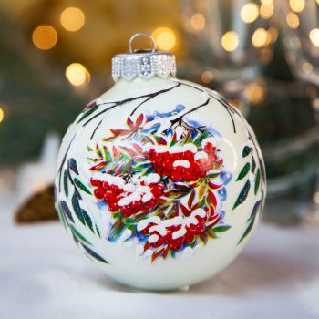 Шар Снежная рябина 8 см цвет белый