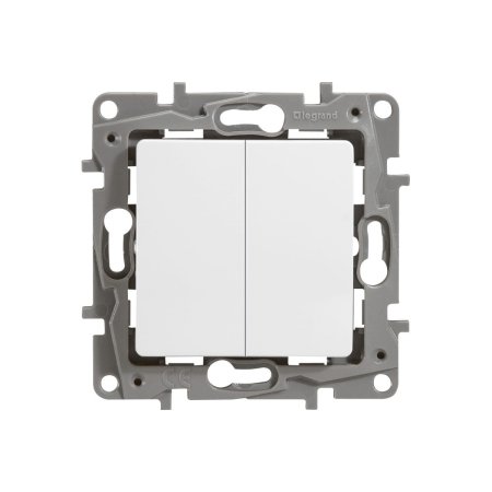 Выключатель встраиваемый Legrand Etika 2 кл. белый, без подсветки, арт. 672202