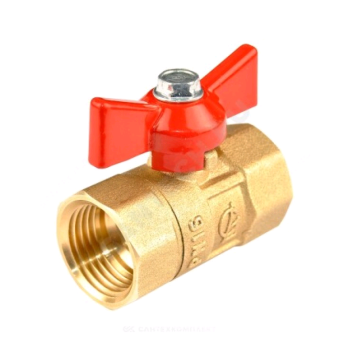 Кран шаровый ручка - бабочка ГАЛЛОП 1/2" красный вентиль ВН-ВН латунь