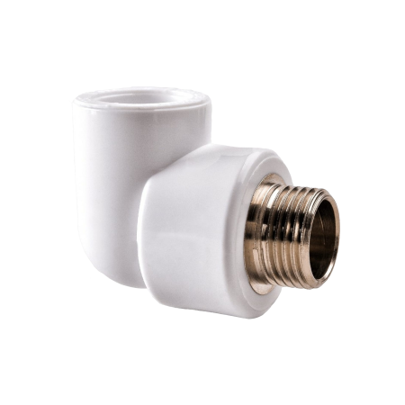 Угол PPR 90 градусов с наружней резьбой 20мм 1/2" дюйм