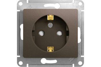 Розетка силовая одноместная встраиваемая Schneider Electric Glossa с заземлением, цвет шоколад, арт. GSL000845