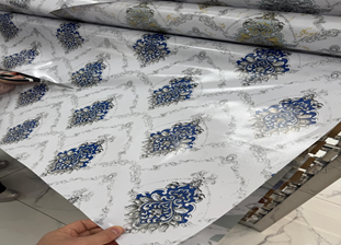 Клеенка ПВХ Glance Узор синий/белый фон 1,4х20м