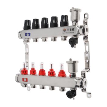 Коллекторная группа для теплого водяного пола 1" х 3/4" 5