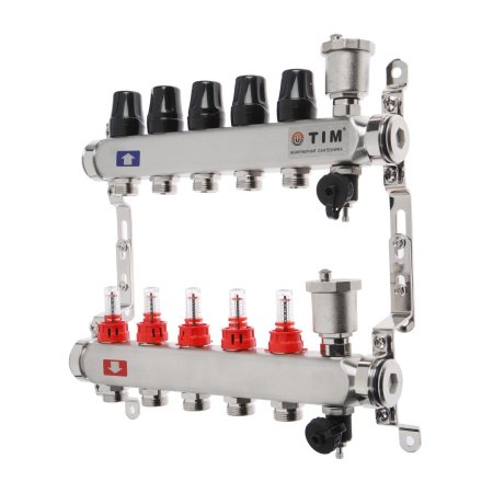 Коллекторная группа для теплого водяного пола 1" х 3/4" 5