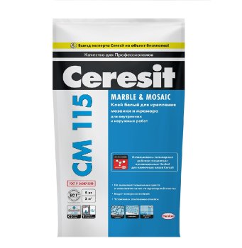 Клей для мозаики и прозрачной плитки СМ 115 Церезит 5кг