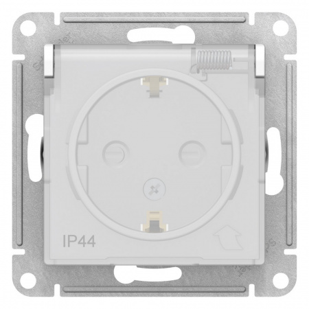 Розетка силовая одноместная встраиваемая Schneider Electric AtlasDesign Aqua IP44 с заземлением, цвет белый, арт. ATN440146