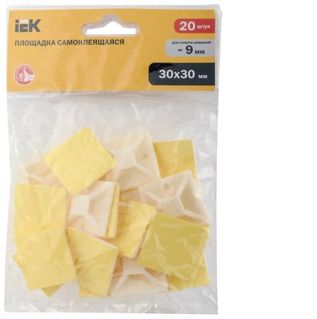 Площадка под хомут самоклеящаяся IEK 30х30мм пластик белый 20шт.
