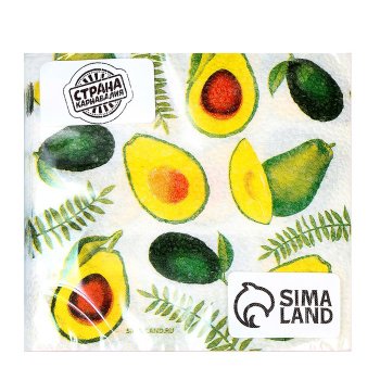 Салфетки бумажные Страна карнавалия Сочные авокадо 24х24см 20шт