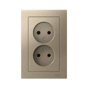 Розетка силовая двойная встраиваемая Schneider Electric AtlasDesign без заземления, цвет шампань, арт. ATN000520