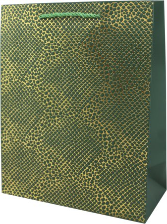 Пакет подарочный  с золотом 32х26х12см зеленый