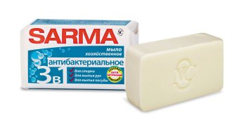 Мыло хозяйственное Sarma 140г без отдушки антибактериальное 1шт