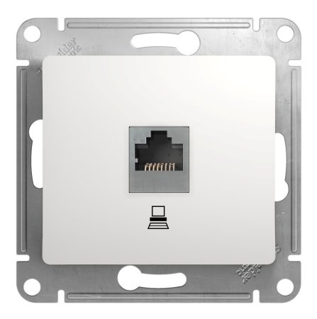 Розетка RJ45 категория 5е одноместная встраиваемая Schneider Electric Glossa цвет белый, арт. GSL000181K